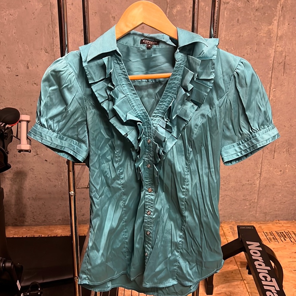 Express women’s button up size small blue